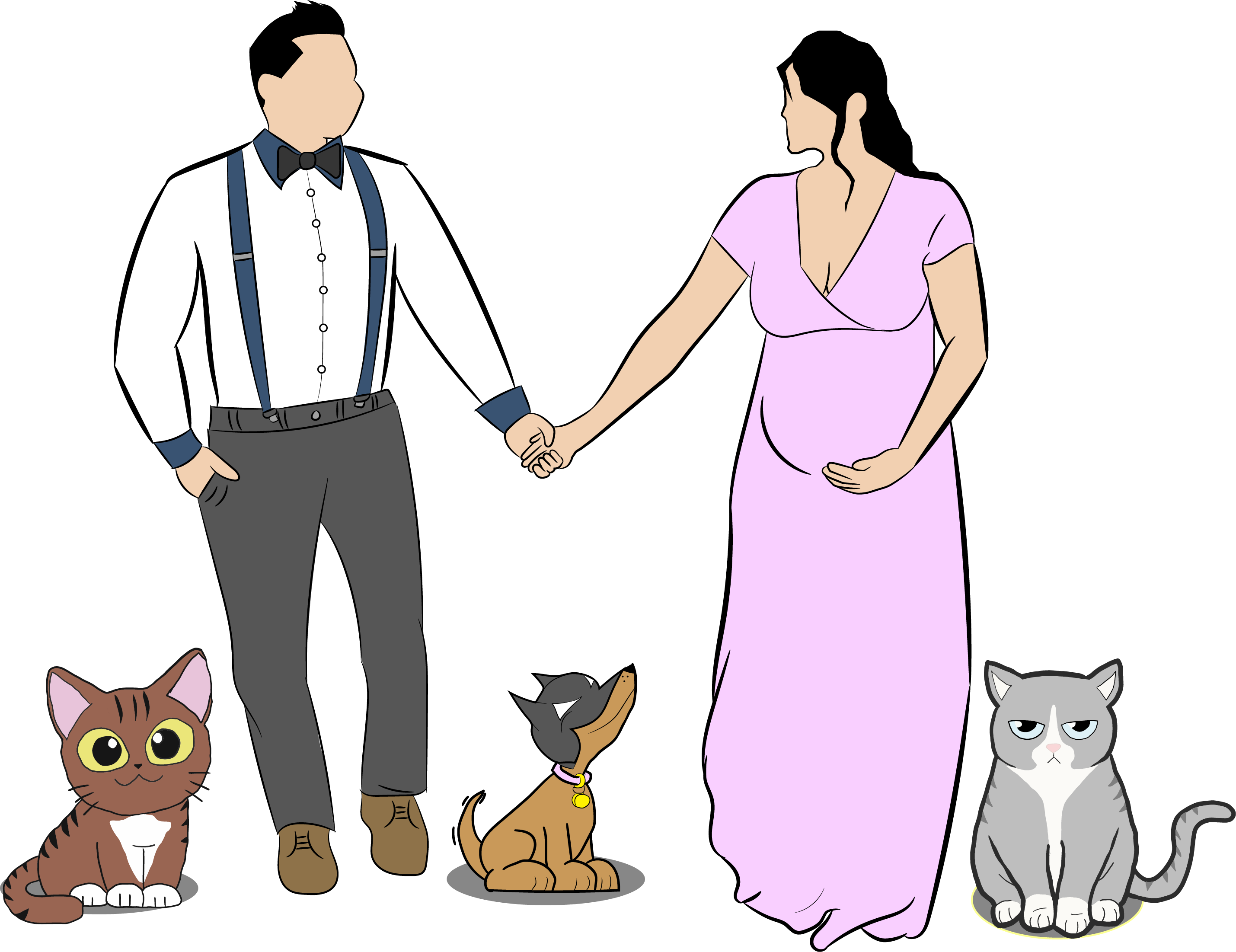 Miguel, Pregnant wife, and pets